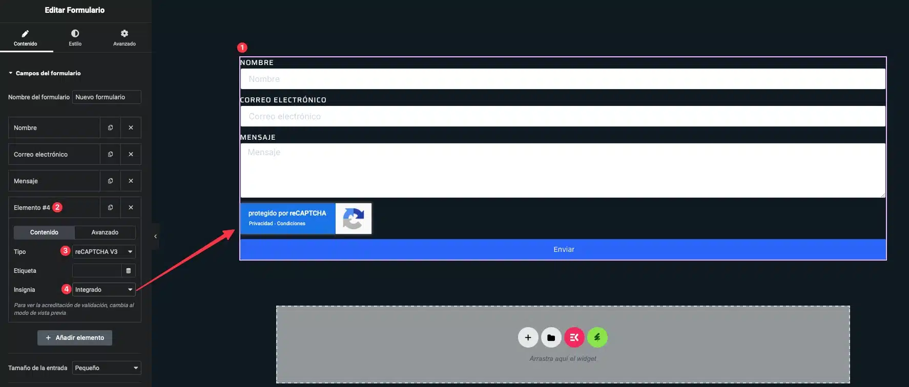 recaptcha en formulario elementor